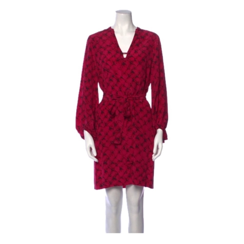 Diane Von Furstenberg Silk Shift Dress Sz6/S Y2K Hot Pink Career Girl